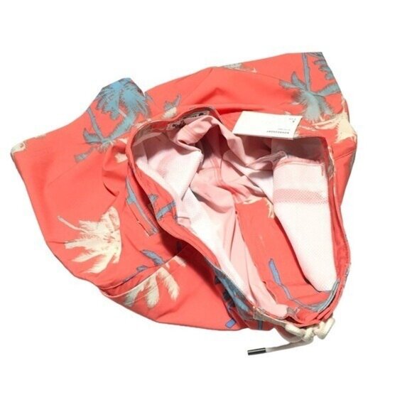 American Eagle Swim Trunk Board Short Men Small Orange Tropical Print 9" Inseam - Picture 12 of 14